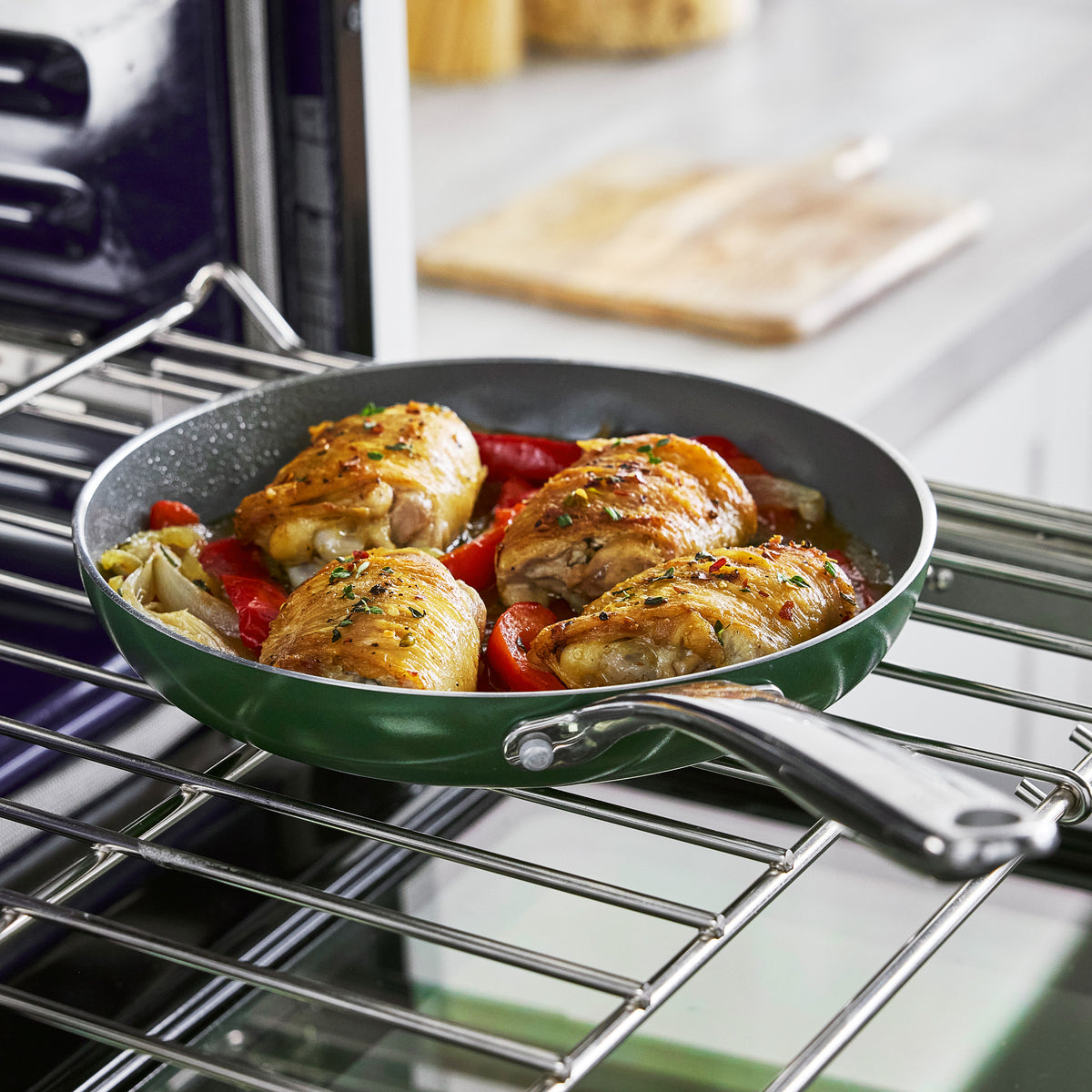 Gusto Ceramic Nonstick 8", 9.5" and 11" Frypan Set | Moss Green