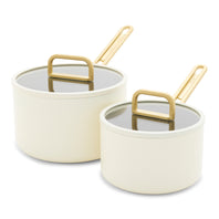 Stanley Tucci™ Ceramic Nonstick 4-Piece Saucepan Set | Carrara White
