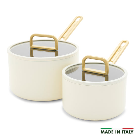 Stanley Tucci™ Ceramic Nonstick 4-Piece Saucepan Set | Carrara White