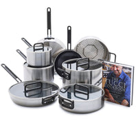 Stanley Tucci™ Stainless Steel Ceramic Nonstick 13-Piece Cookware Set with the Tucci Cookbook
