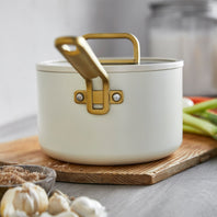 Stanley Tucci™ Ceramic Nonstick 6-Piece Cookware Set with the Tucci Cookbook | Carrara White