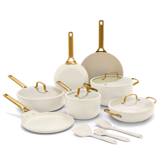 Reserve Pro Ceramic Nonstick 14-Piece Cookware Set | Cream