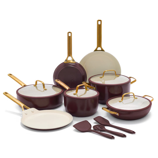 Reserve Pro Ceramic Nonstick 14-Piece Cookware Set | Bordeaux