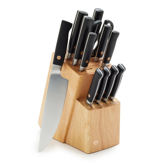 Elite Cutlery 13-Piece Knife Block Set with Black Handles
