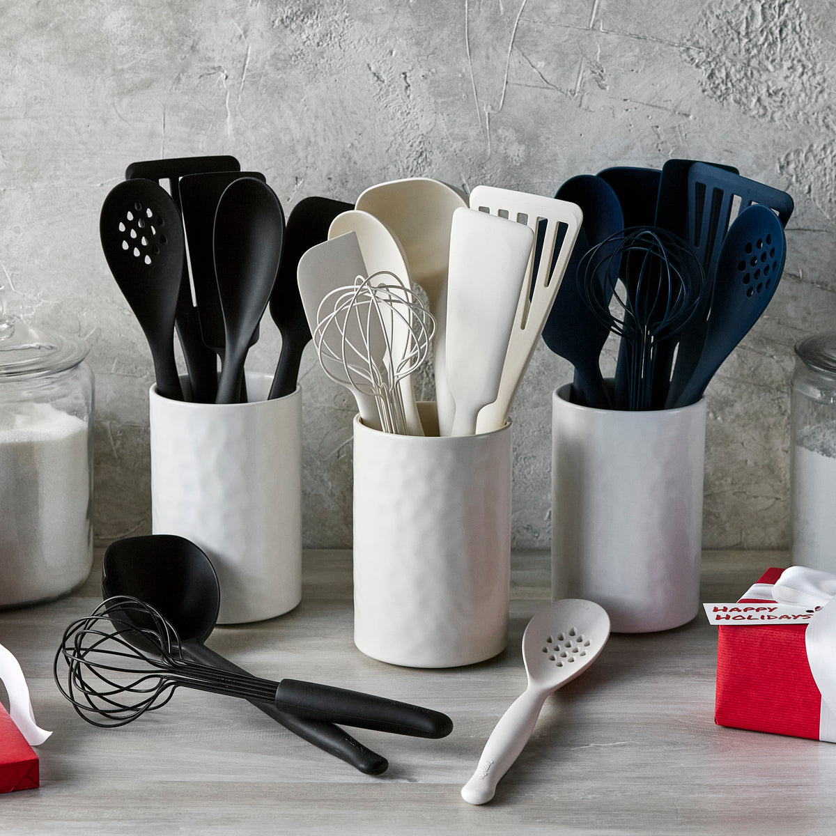 Premiere Silicone 8-Piece Utensil and Crock Set | Bisque