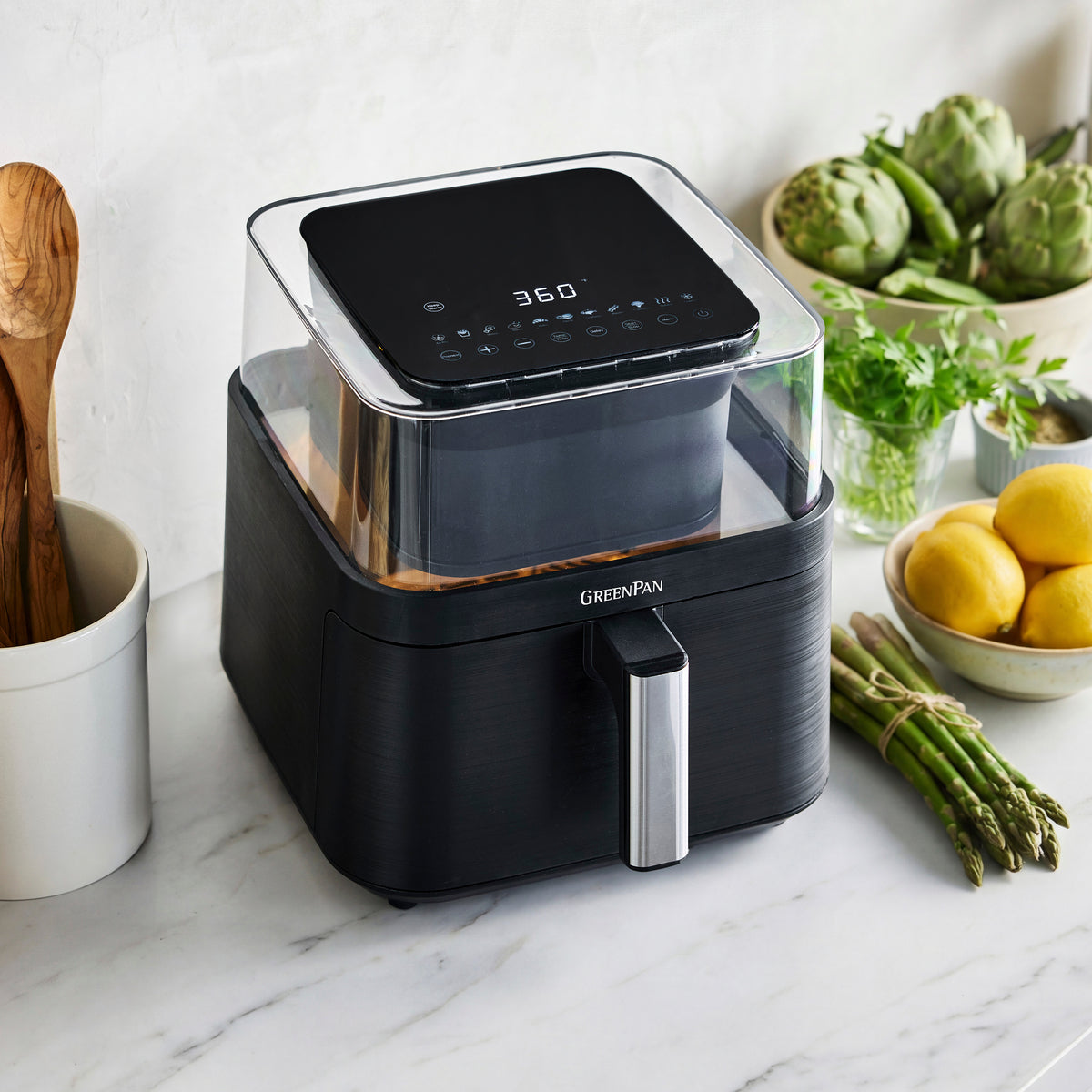 We Air Router Exploded View Bistro 7-Quart 360° Clear View Air Fryer | GreenPan