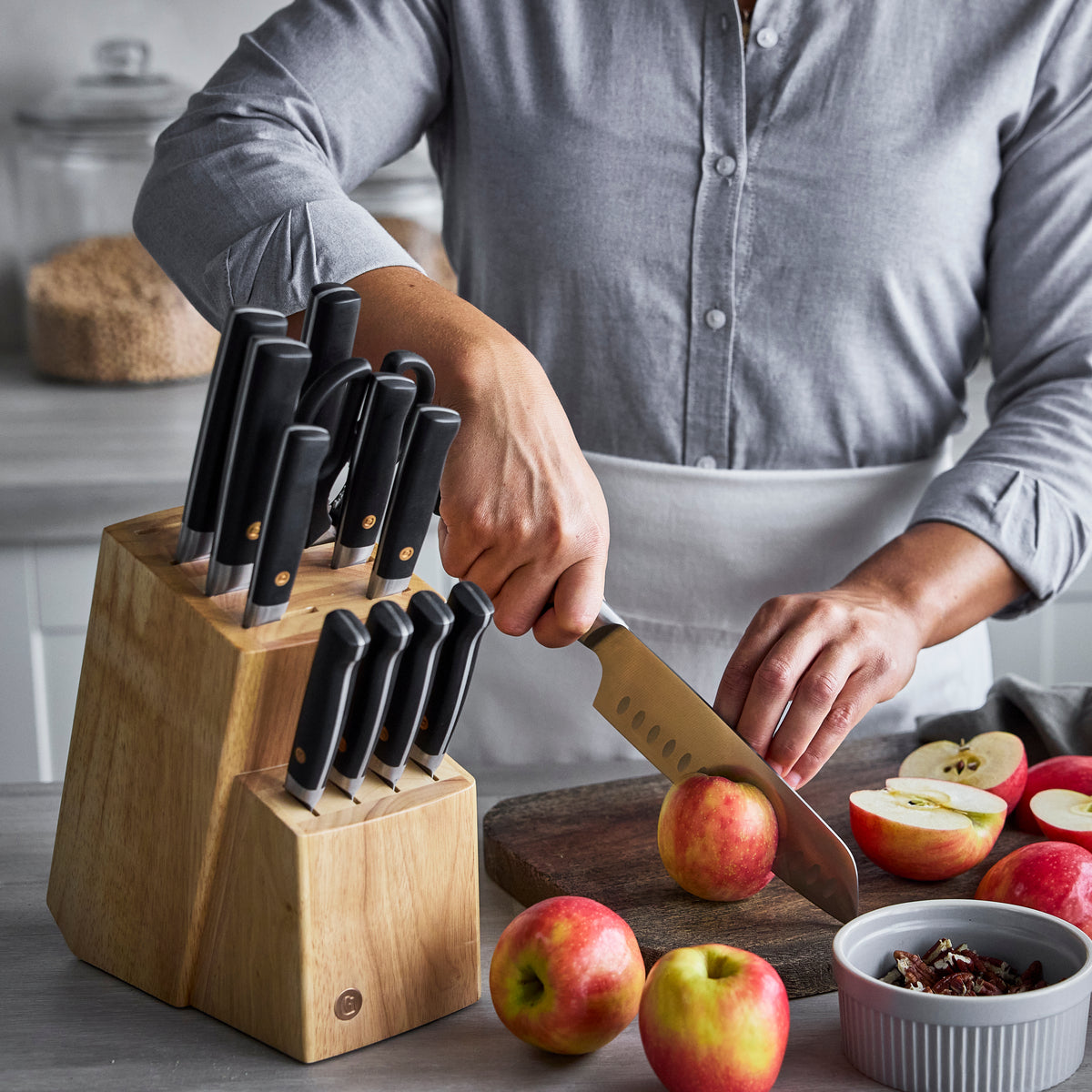 Elite Cutlery 13-Piece Knife Block Set with Black Handles