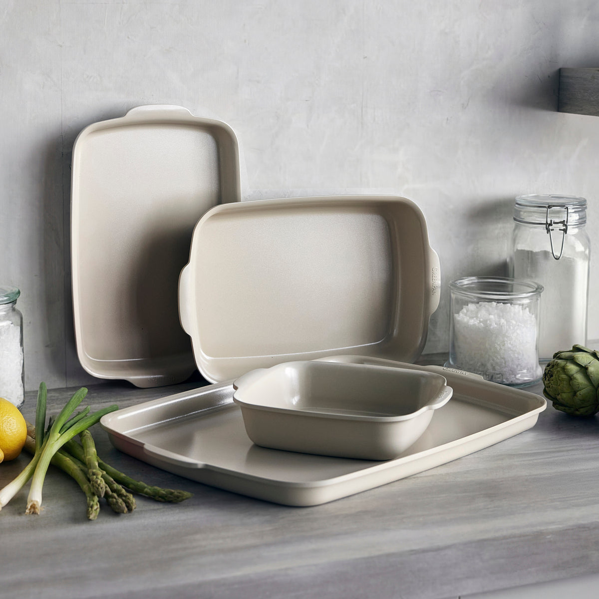 Premiere Ovenware Ceramic Nonstick 4-Piece Set | Taupe