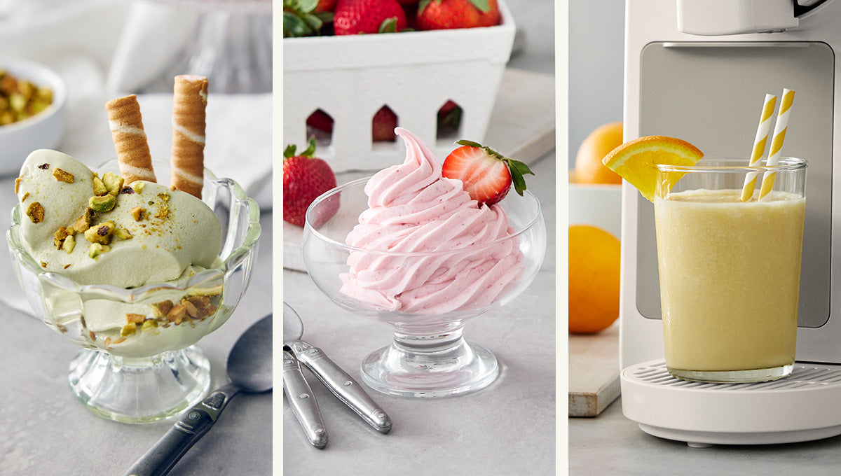 Three images of desserts made with a frost pro. 
