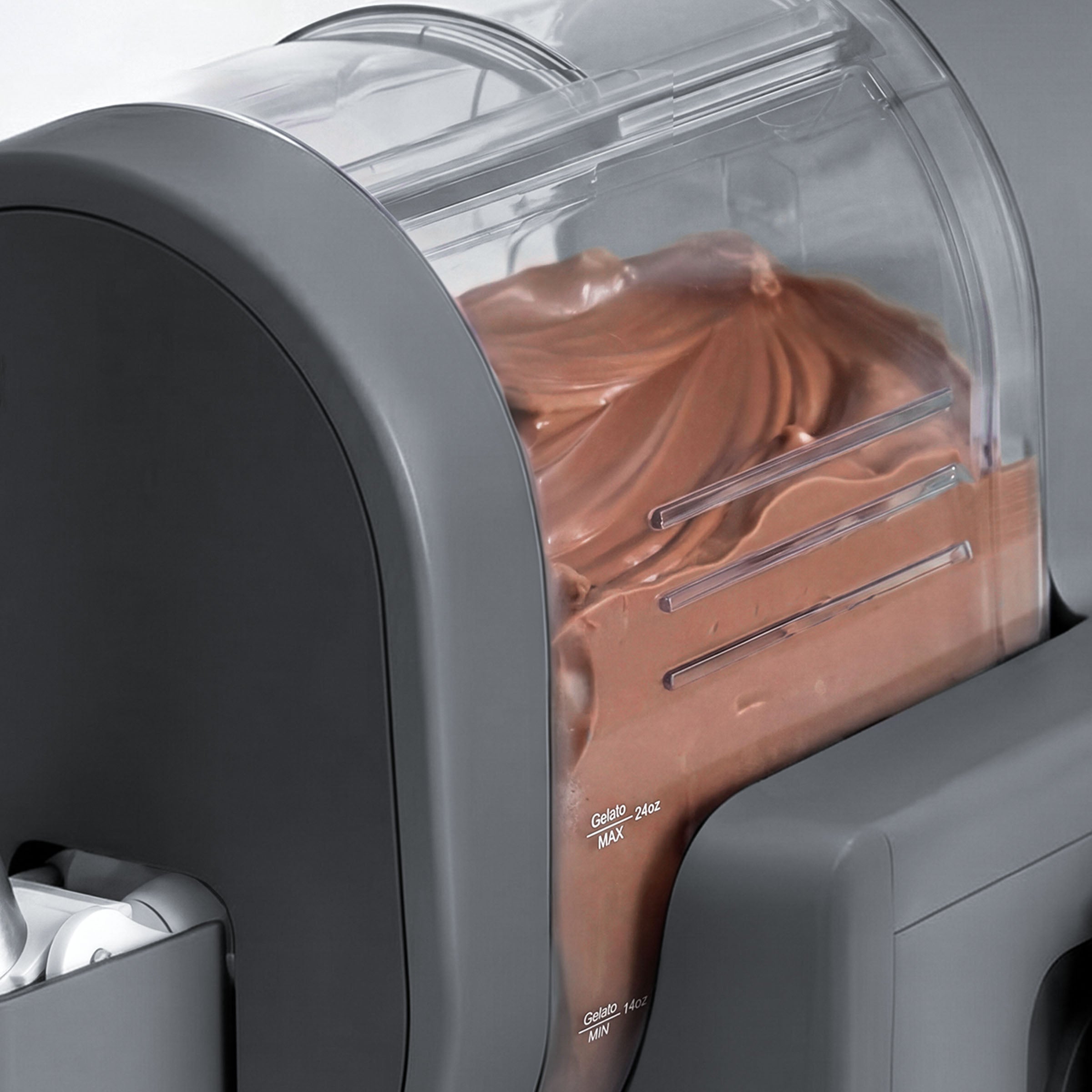 Ice cream machine dispensing chocolate ice cream
