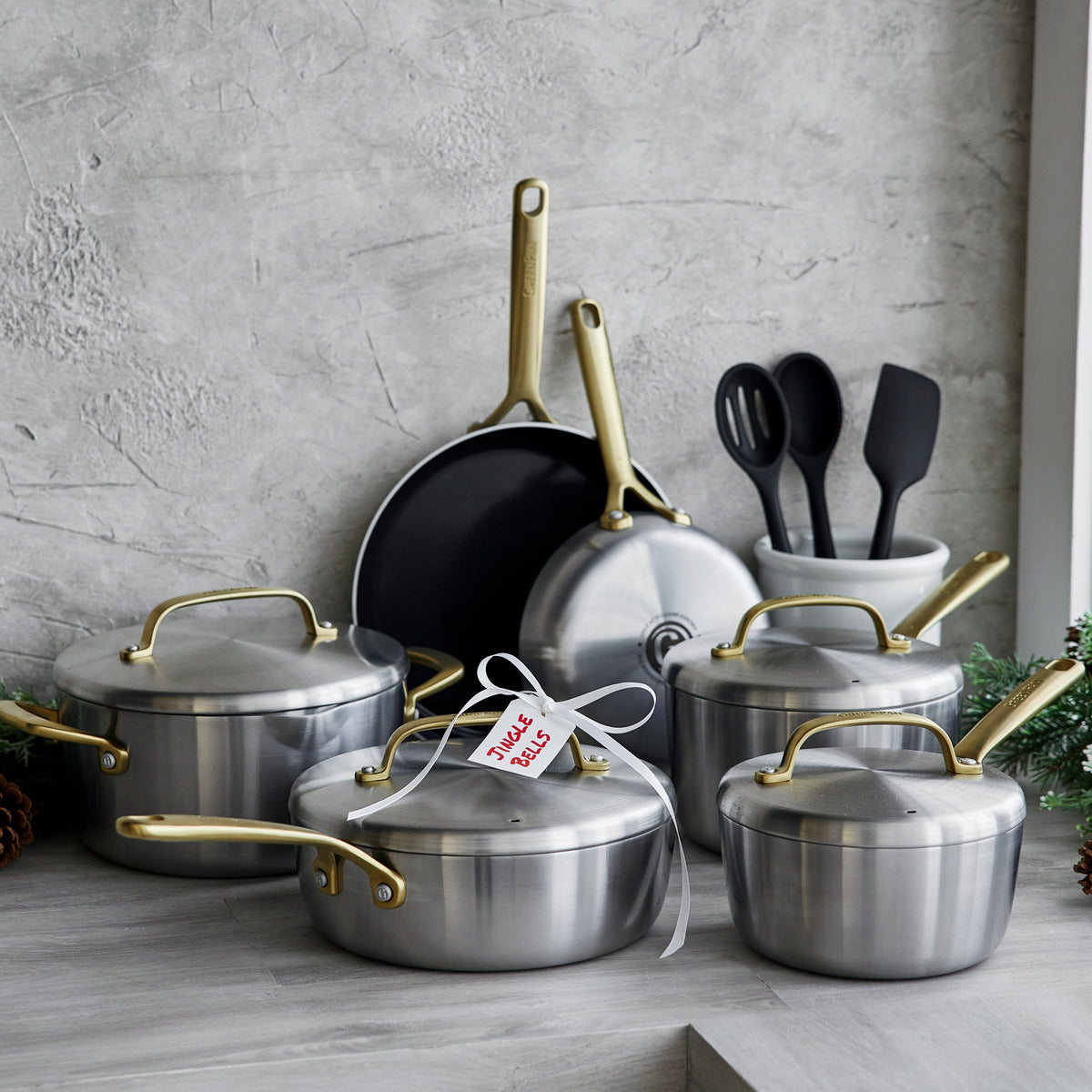 GP5 Stainless Steel 10-Piece Cookware Set | Champagne Handles