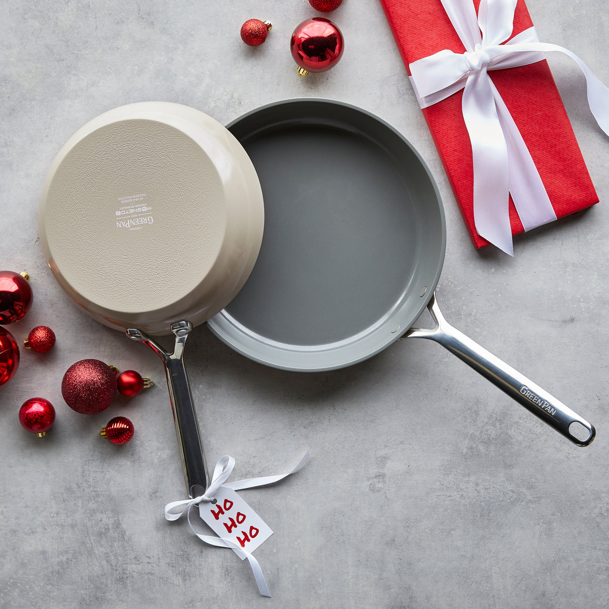 GP5 Colors Ceramic Nonstick 9.5" and 11" Frypan Set with Mirror Handles | Taupe