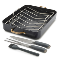 Holiday Roaster Set | Black with Gold-Tone Handles