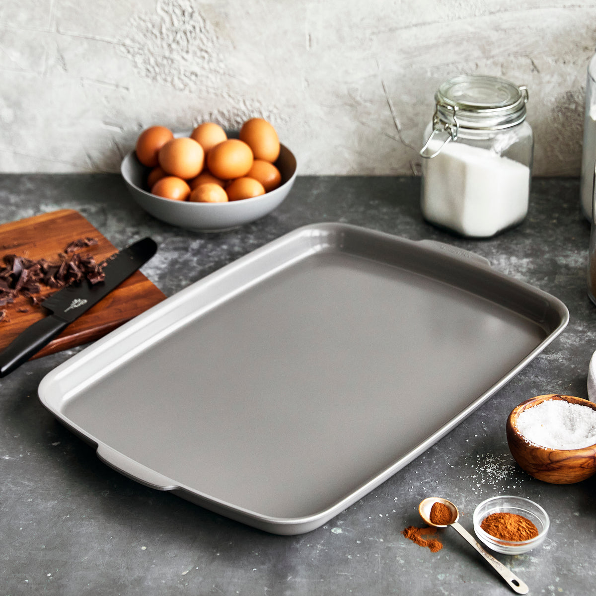 Premiere Ovenware Ceramic Nonstick 18" x 13" Half Sheet Pan Set | Gray
