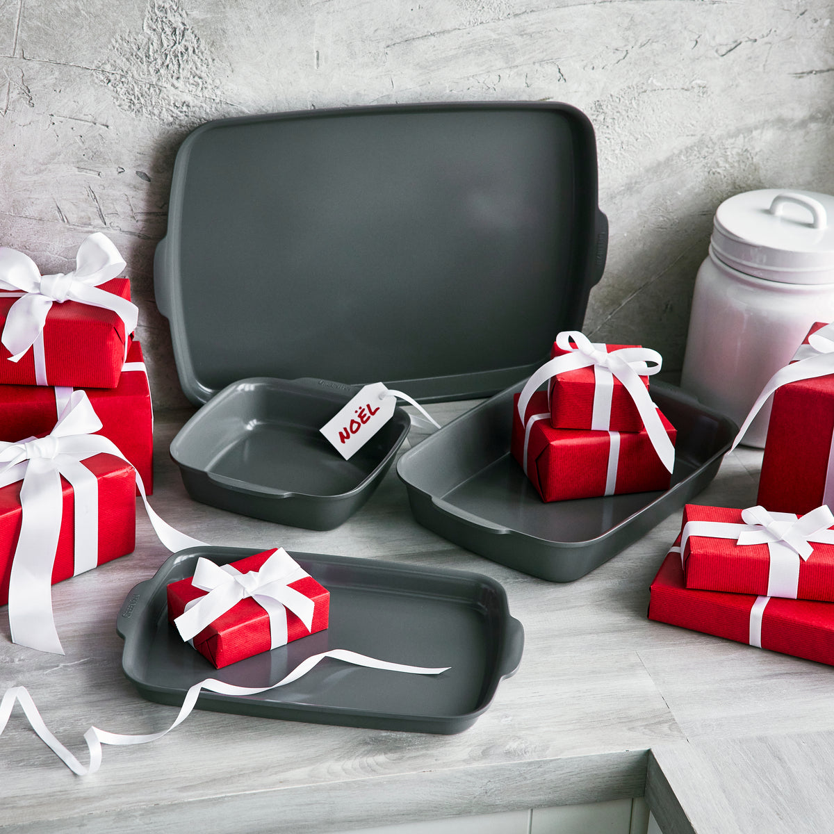 Premiere Ovenware Ceramic Nonstick 4-Piece Set | Gray