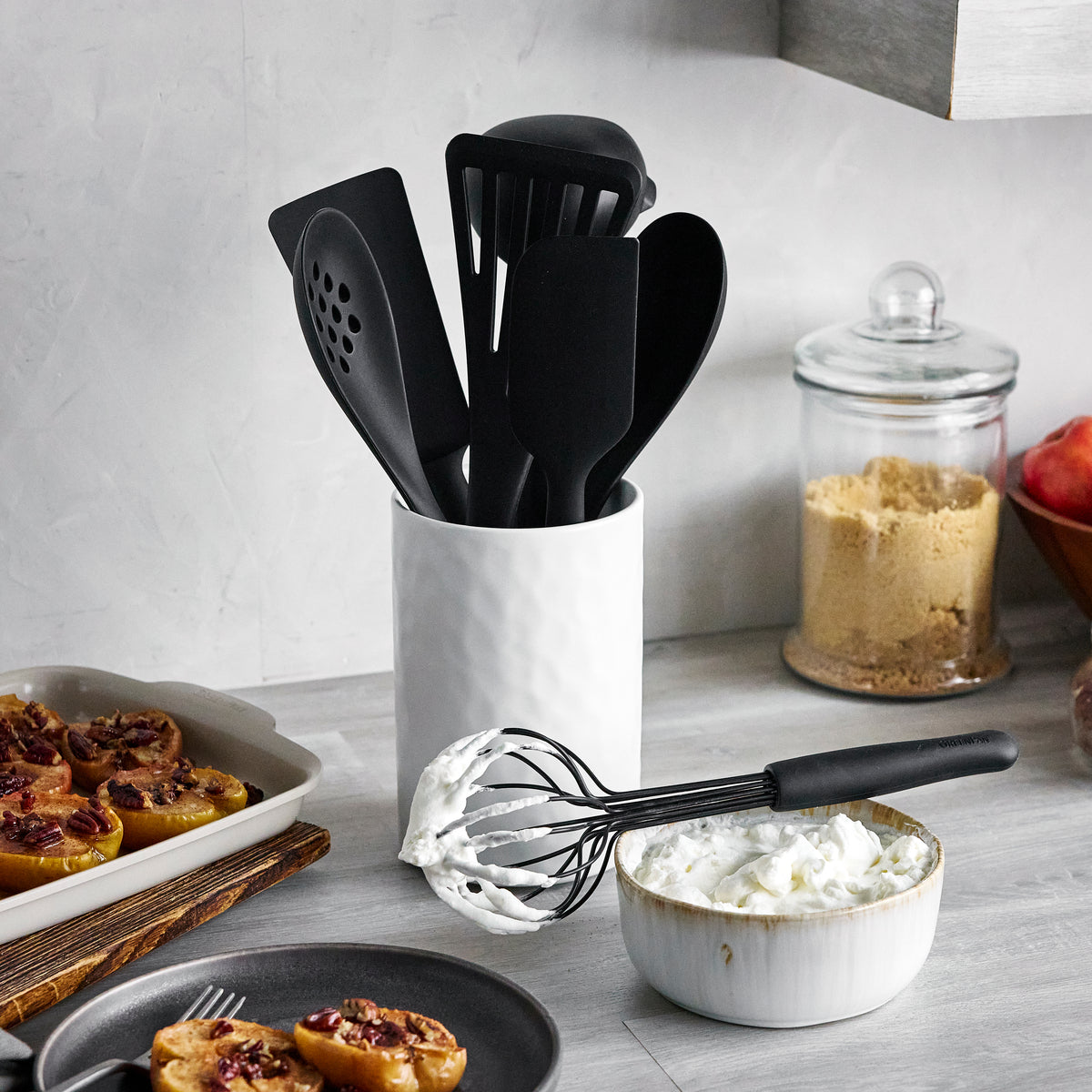 Premiere Silicone 8-Piece Utensil and Crock Set | Black