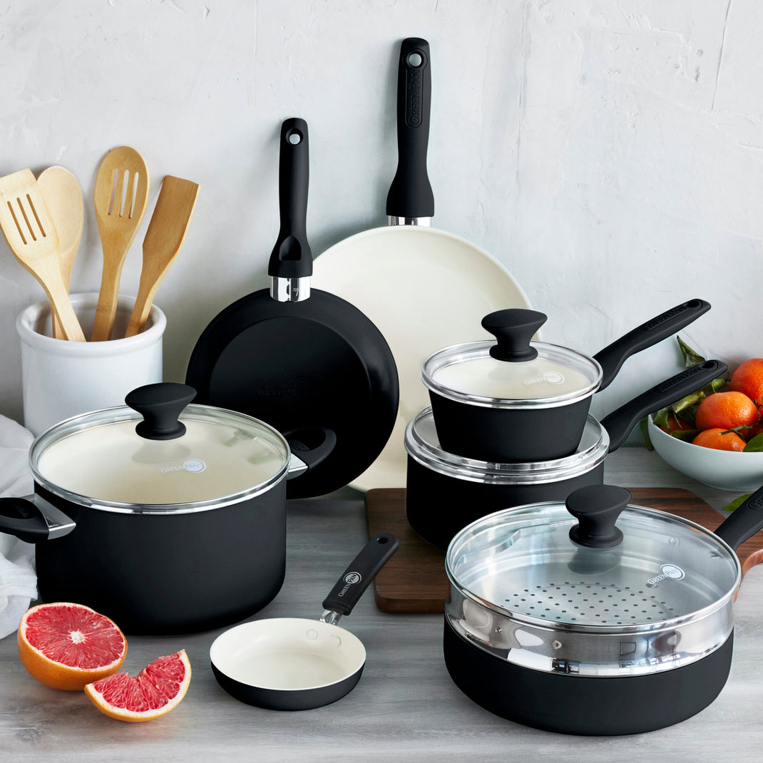 Rio Ceramic Nonstick 16-Piece Cookware Set | Black | GreenPan