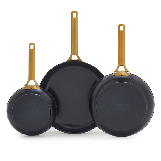 Reserve Pro Ceramic Nonstick 8", 10" and 12" Frypan Set | Black