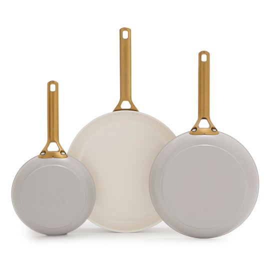Reserve Pro Ceramic Nonstick 8", 10" and 12" Frypan Set | Oyster