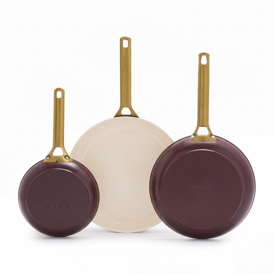 Reserve Pro Ceramic Nonstick 8", 10" and 12" Frypan Set | Bordeaux