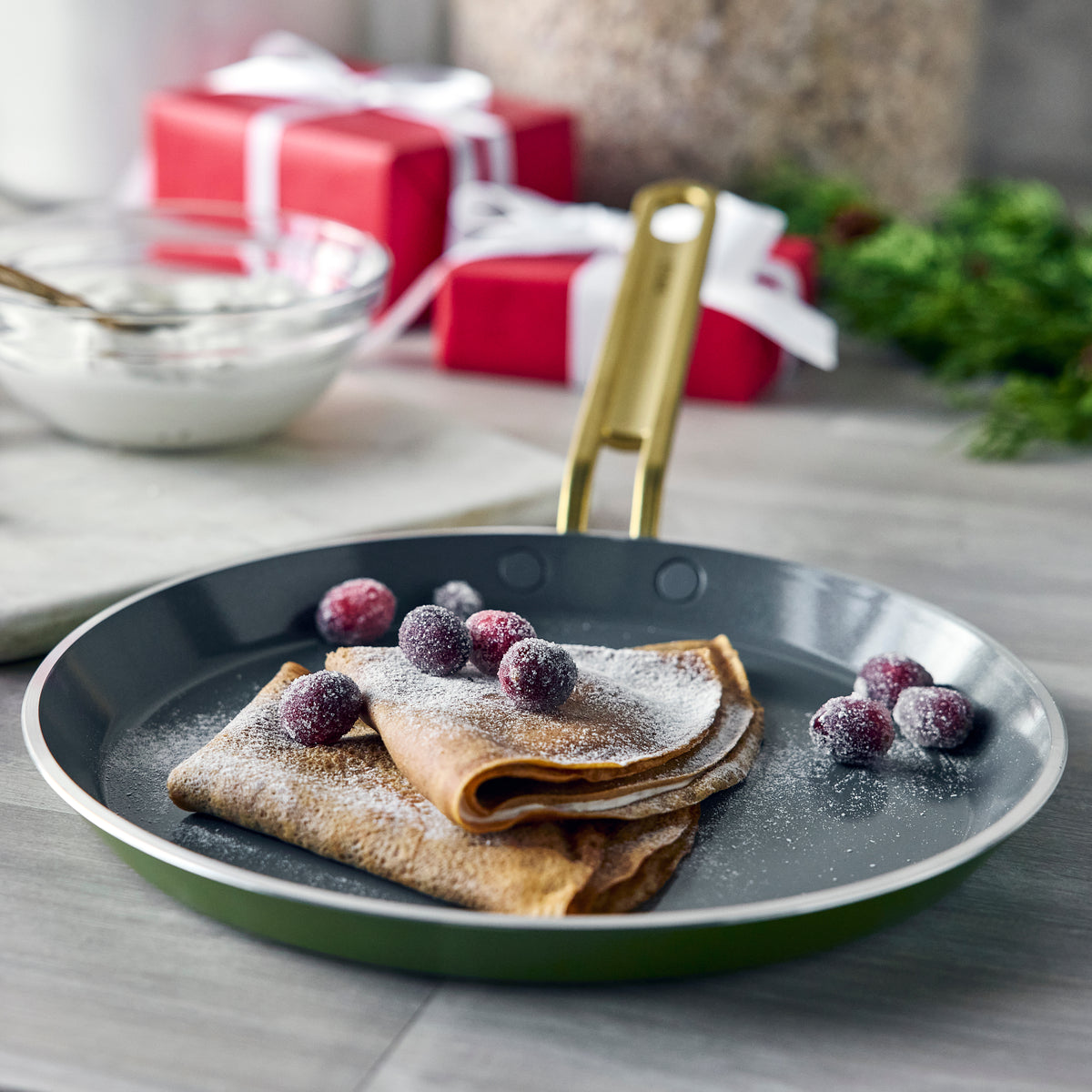 Stanley Tucci™ Ceramic Nonstick 10" Crepe and Omelette Pan | Tuscan Olive