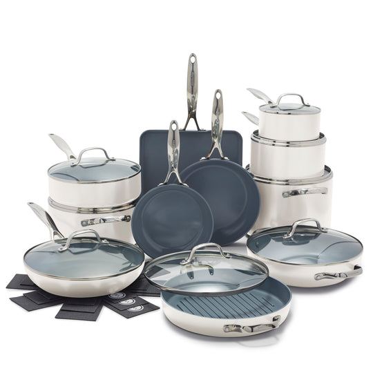Valencia Pro Ceramic Nonstick 19-Piece Cookware Set | Cream