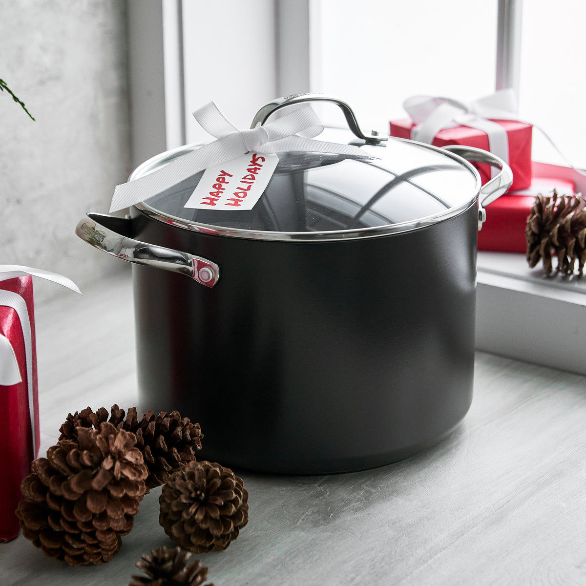 Valencia Pro Ceramic Nonstick 8-Quart Stockpot with Lid