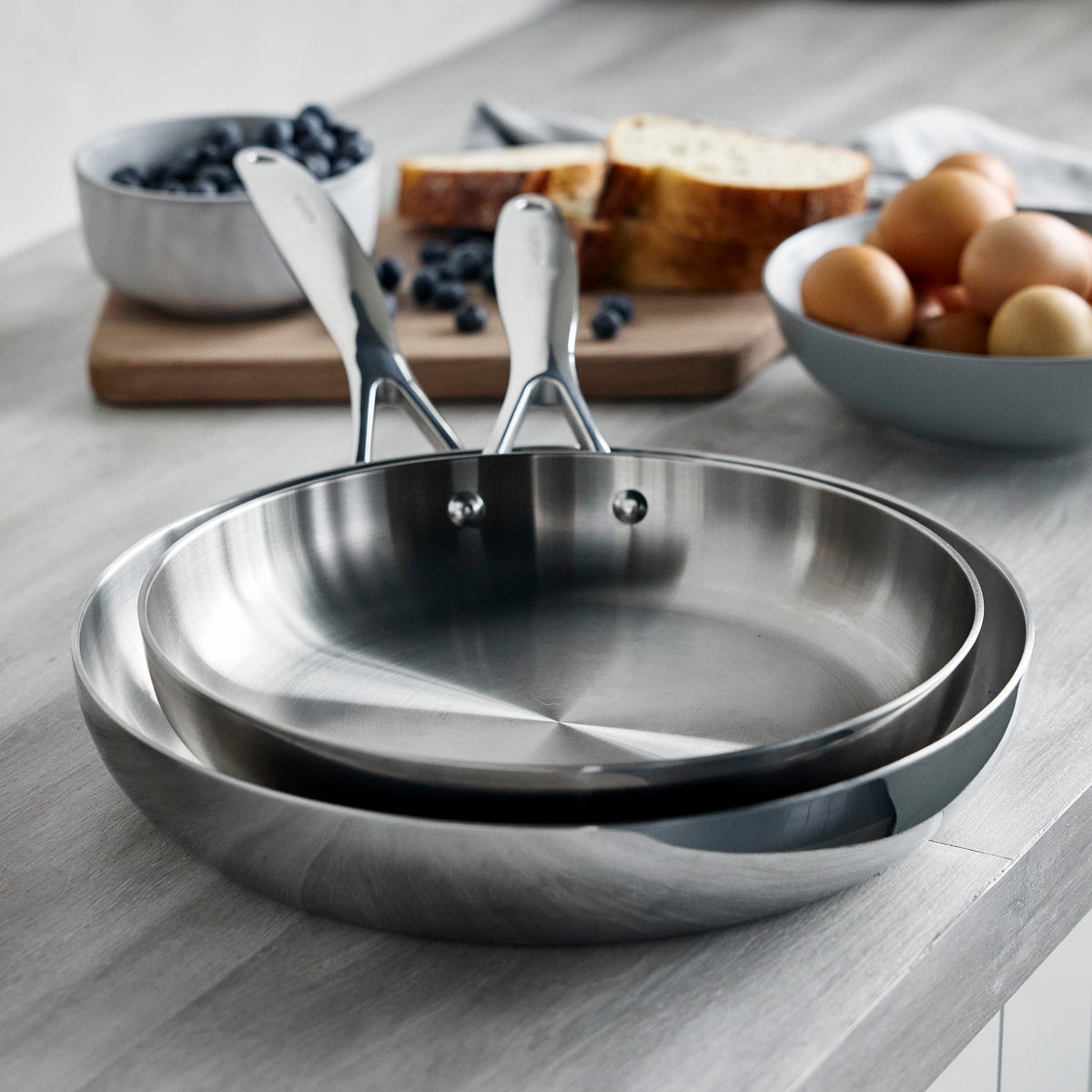 Valencia Pro Stainless Steel Uncoated 10" and 12" Frypan Set