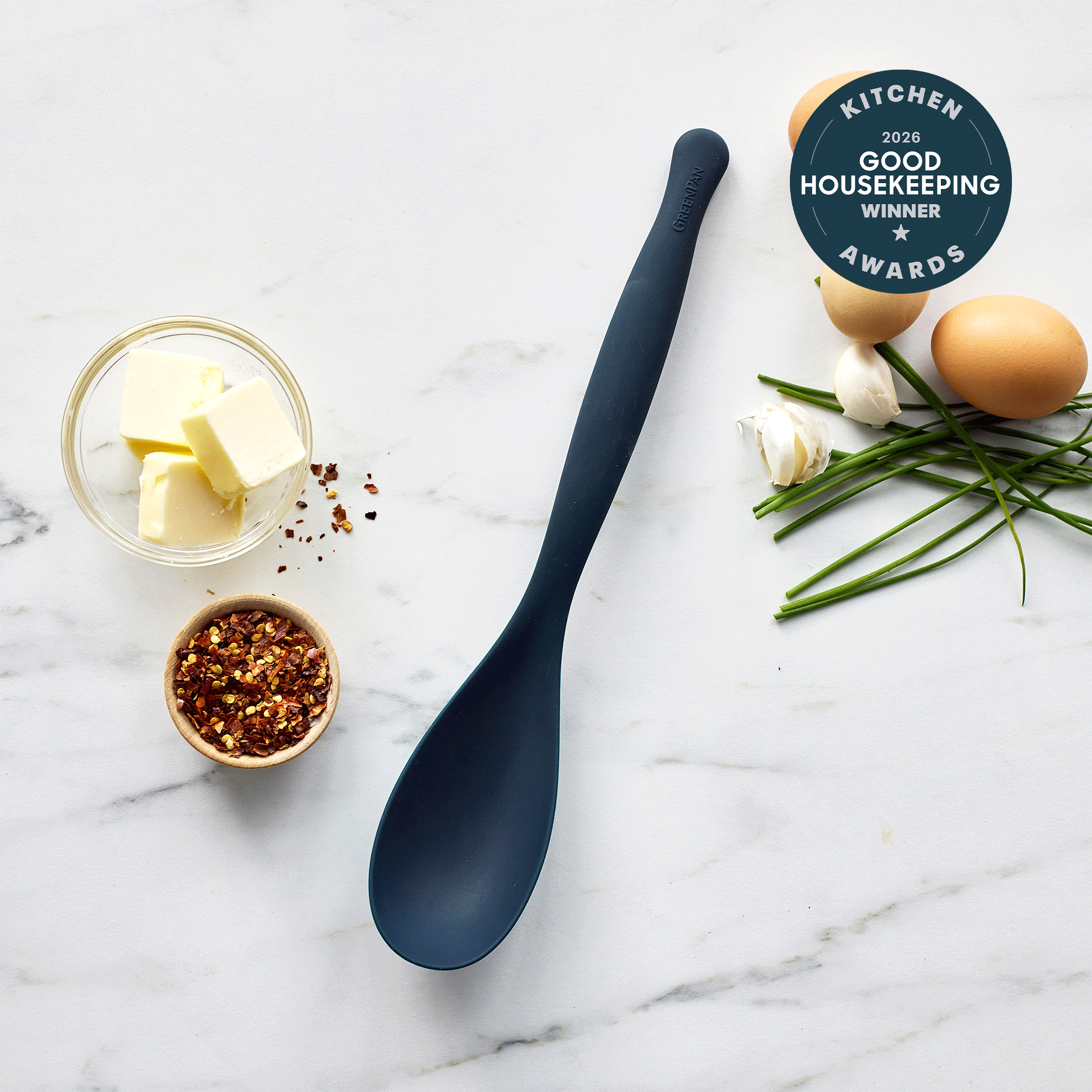 Premiere Silicone Solid Spoon | Oxford Blue