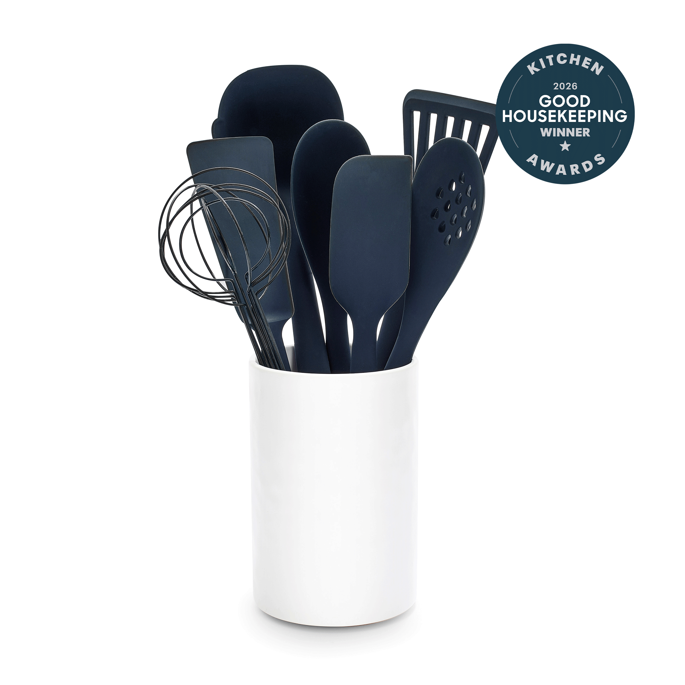 Premiere Silicone 8-Piece Utensil and Crock Set | Oxford Blue