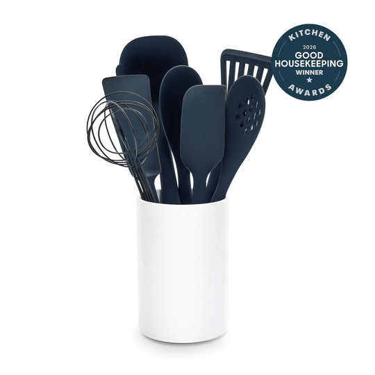 Premiere Silicone 8-Piece Utensil and Crock Set | Oxford Blue