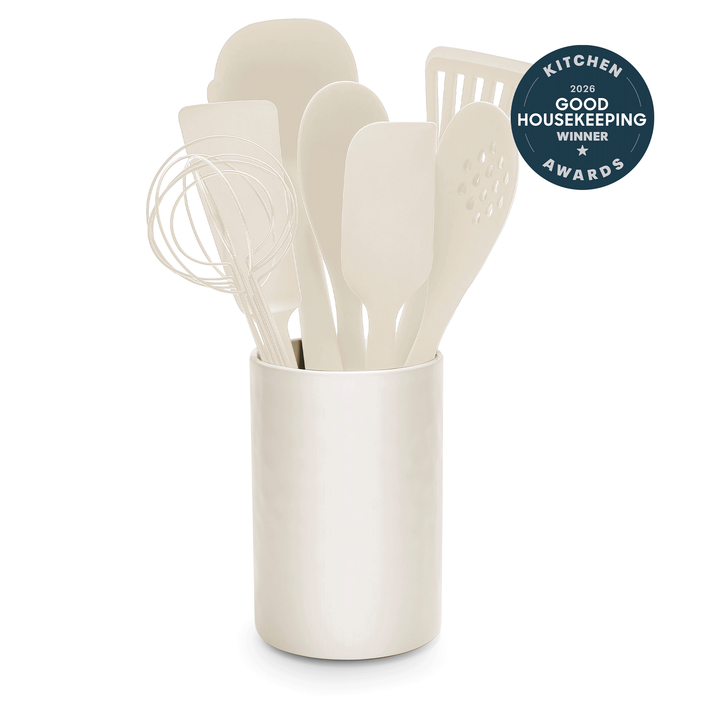 Premiere Silicone 8-Piece Utensil and Crock Set | Bisque