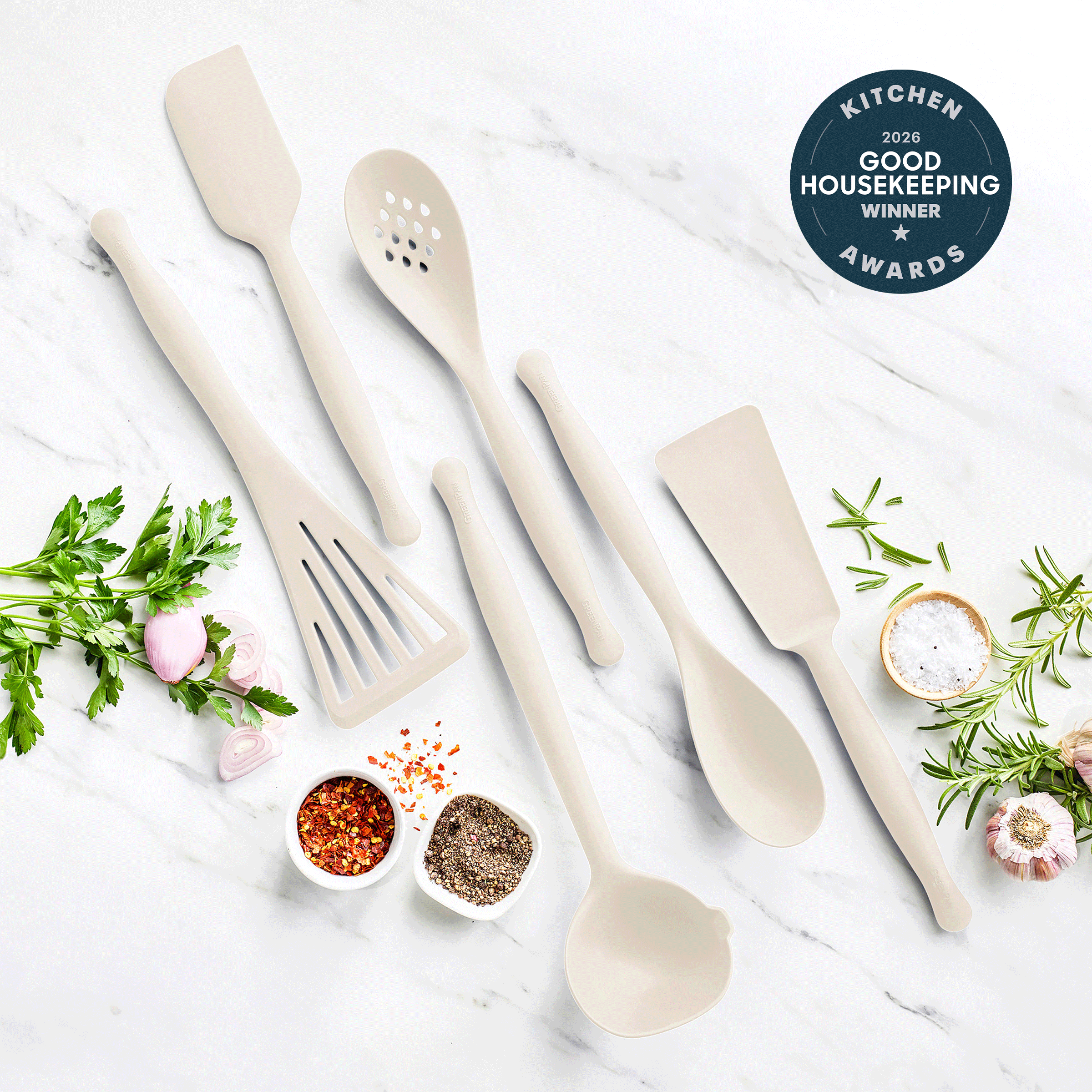 Premiere Silicone 6-Piece Utensil Set | Bisque