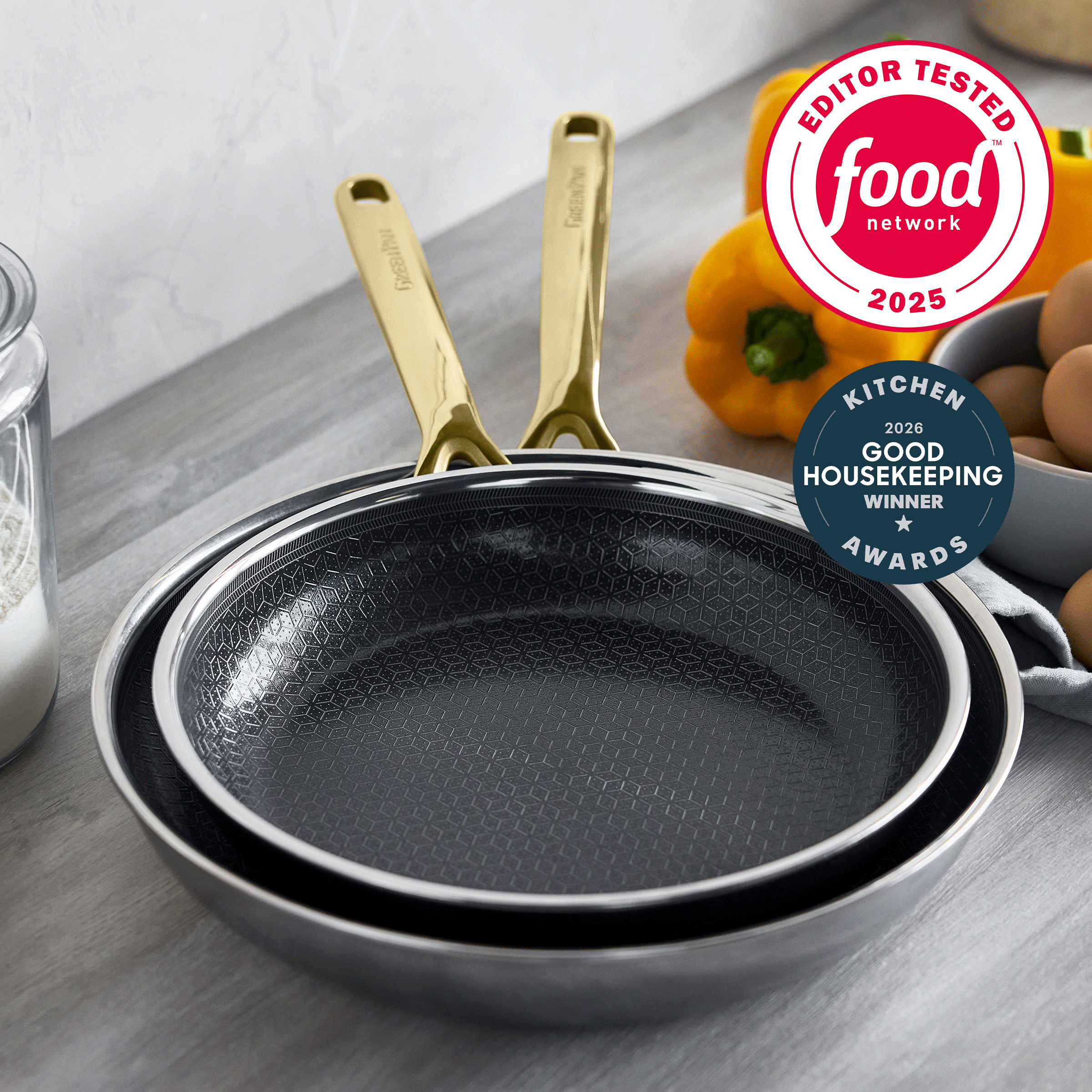 Spectra Gold Thermobond Hybrid Ceramic Nonstick 10" and 12" Frypan Set
