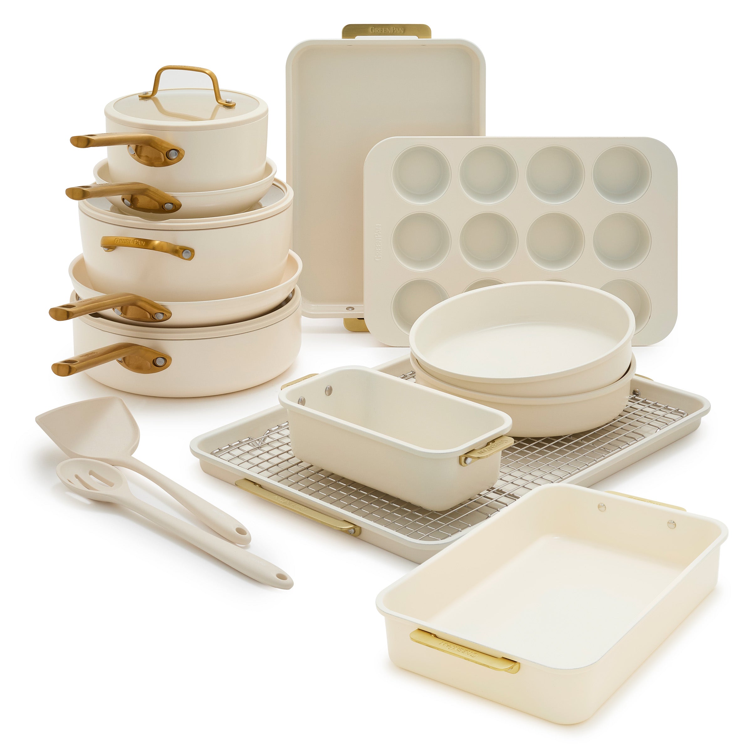 Reserve Pro 18-Piece Cookware & Bakeware Set | Cream