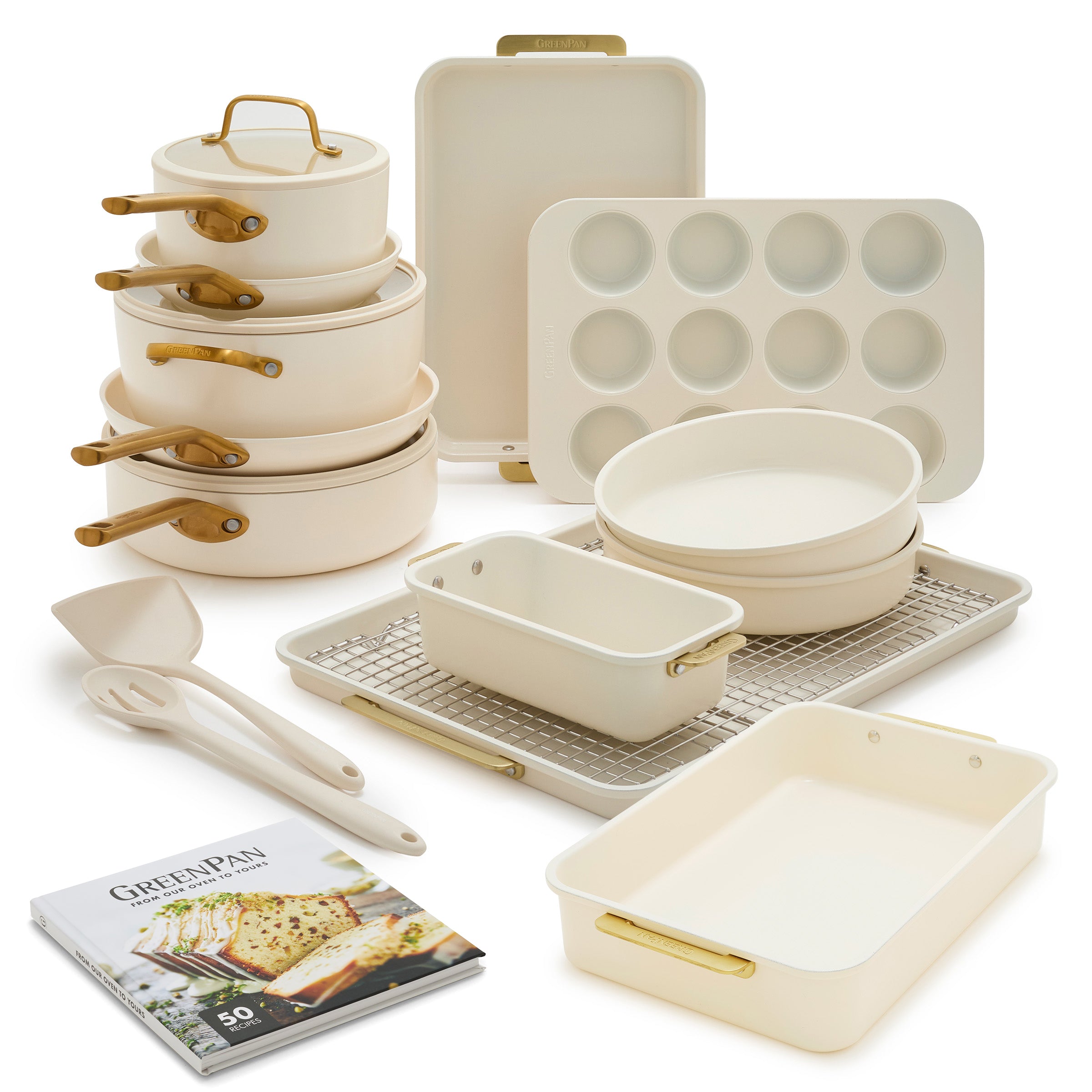 Reserve Pro 18-Piece Cookware Bakeware Set | Cream