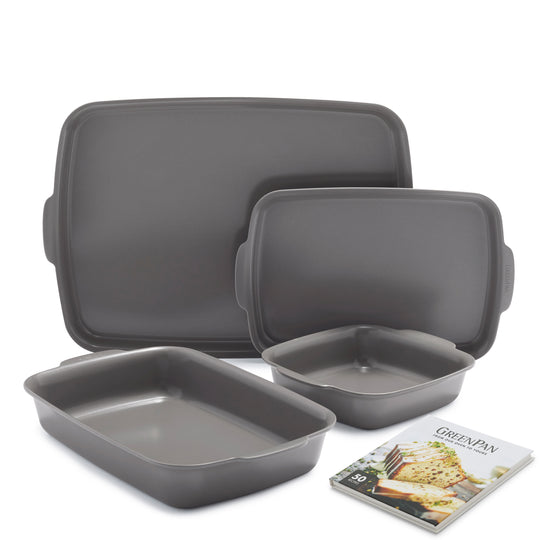 Premiere Ovenware Ceramic Nonstick 4-Piece Set | Gray