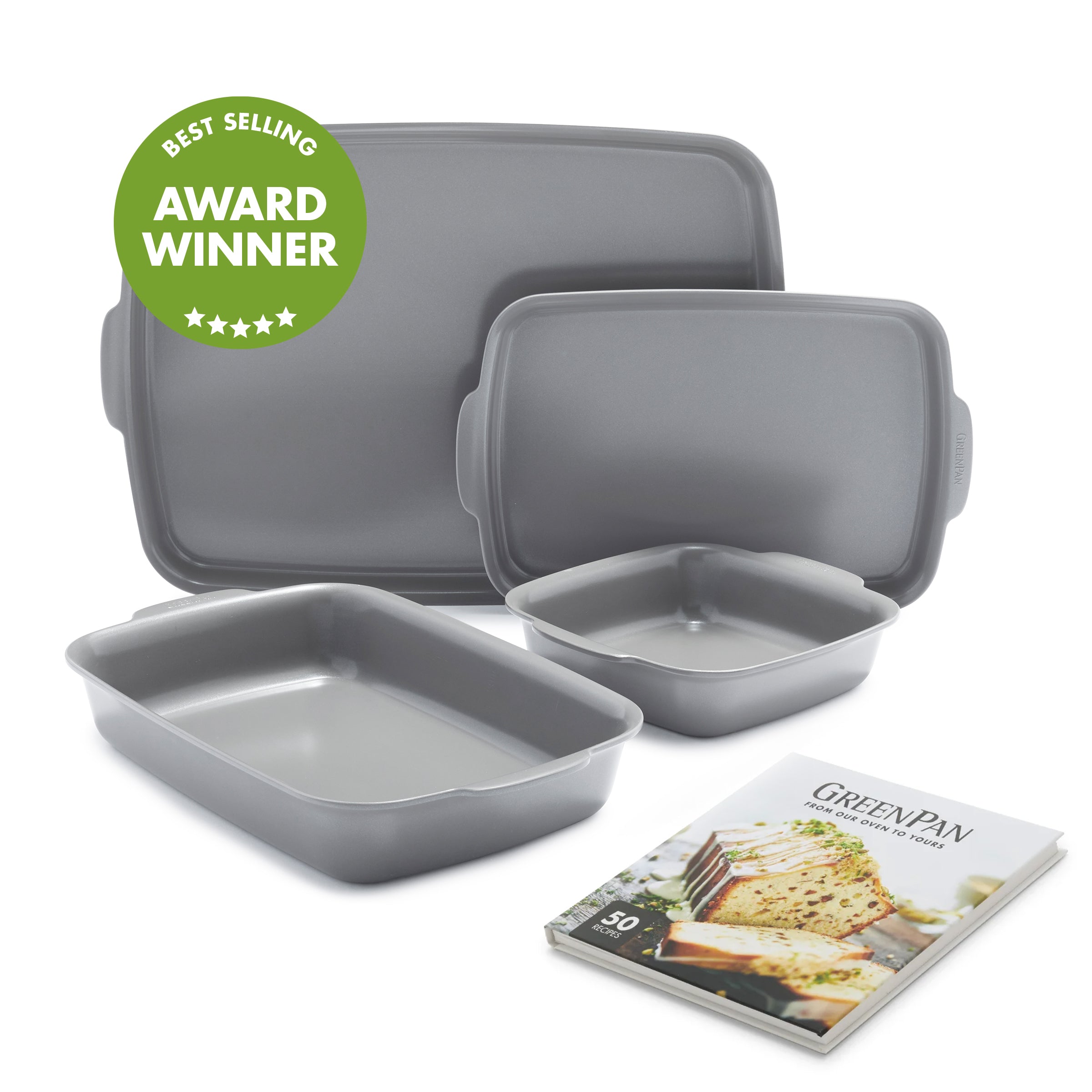 Premiere Ovenware Ceramic Nonstick 4-Piece Set | Gray