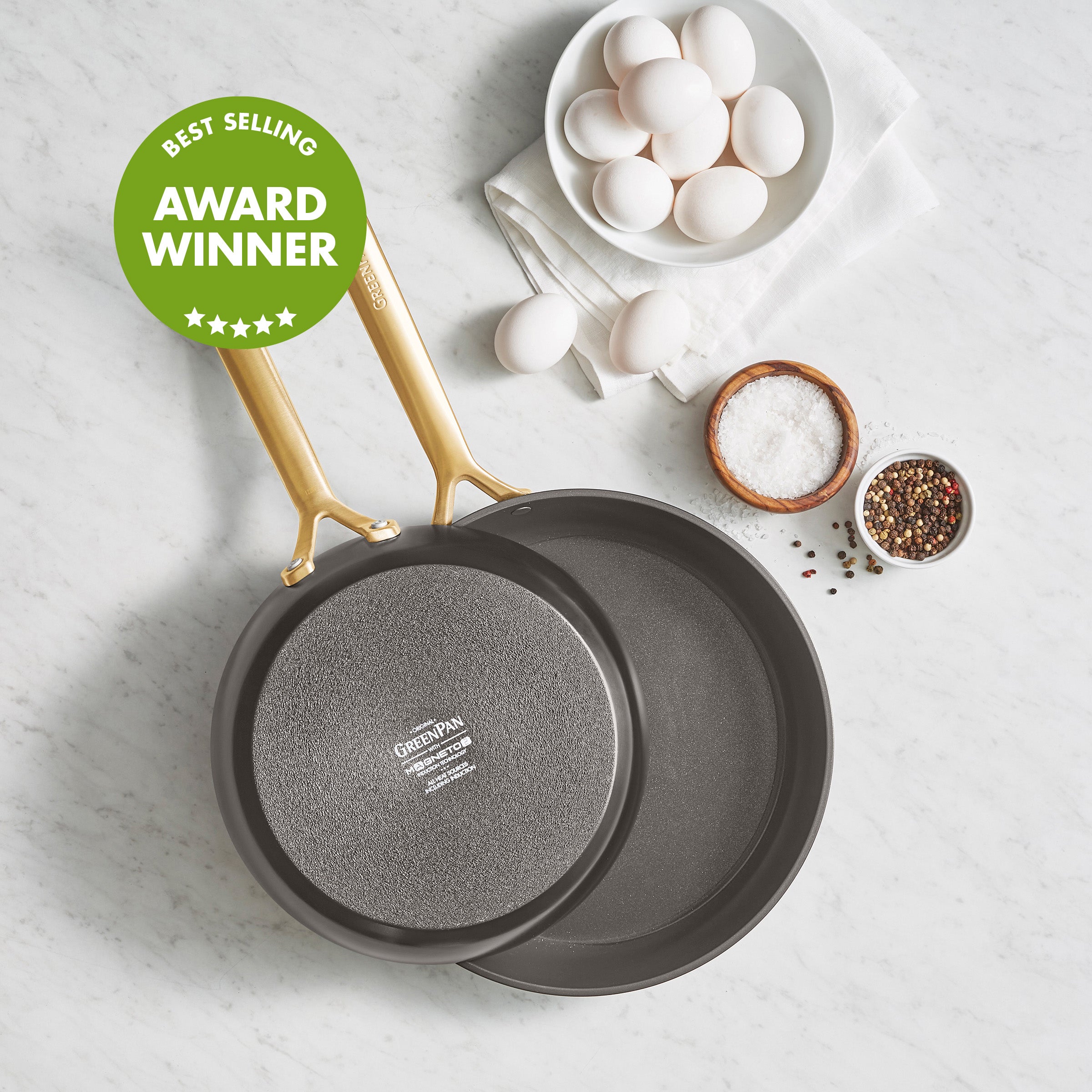 GP5 Colors Ceramic Nonstick 9.5" and 11" Frypan Set with Champagne Handles | Cocoa