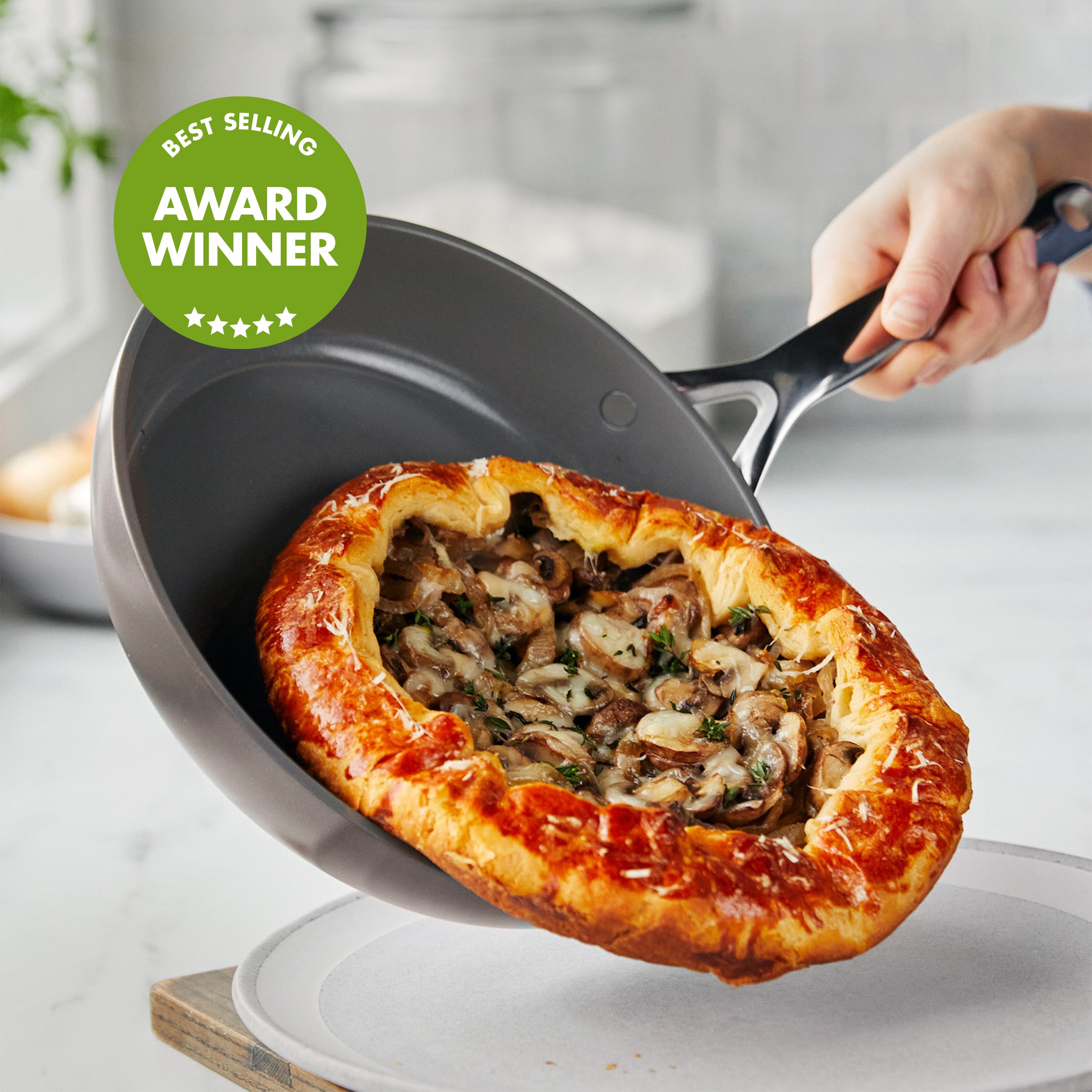 GP5 Colors Ceramic Nonstick 9.5" and 11" Frypan Set with Mirror Handles | Cocoa