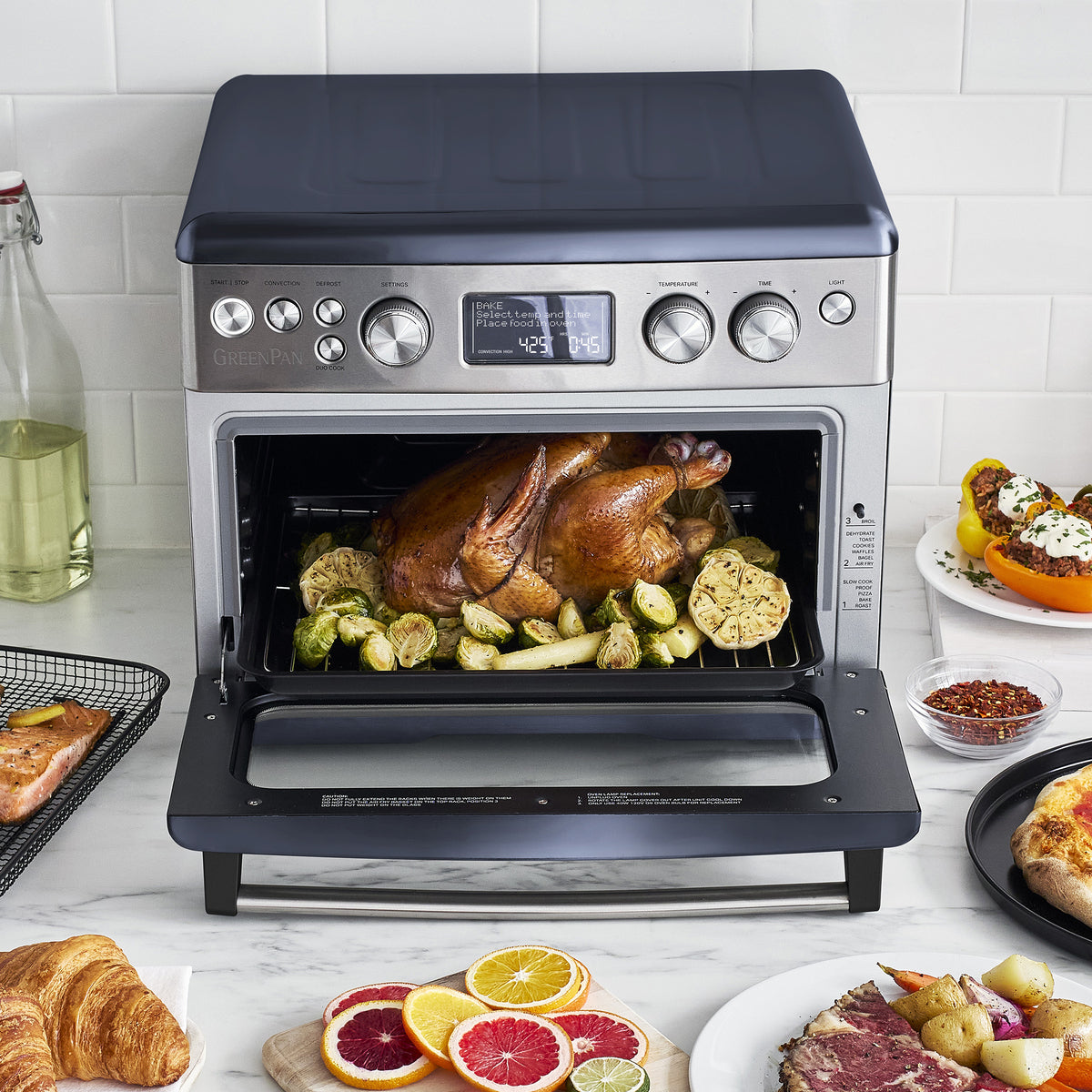 Elite Convection Air Fry Oven Featuring PFAS-Free Nonstick, Oxford Bl