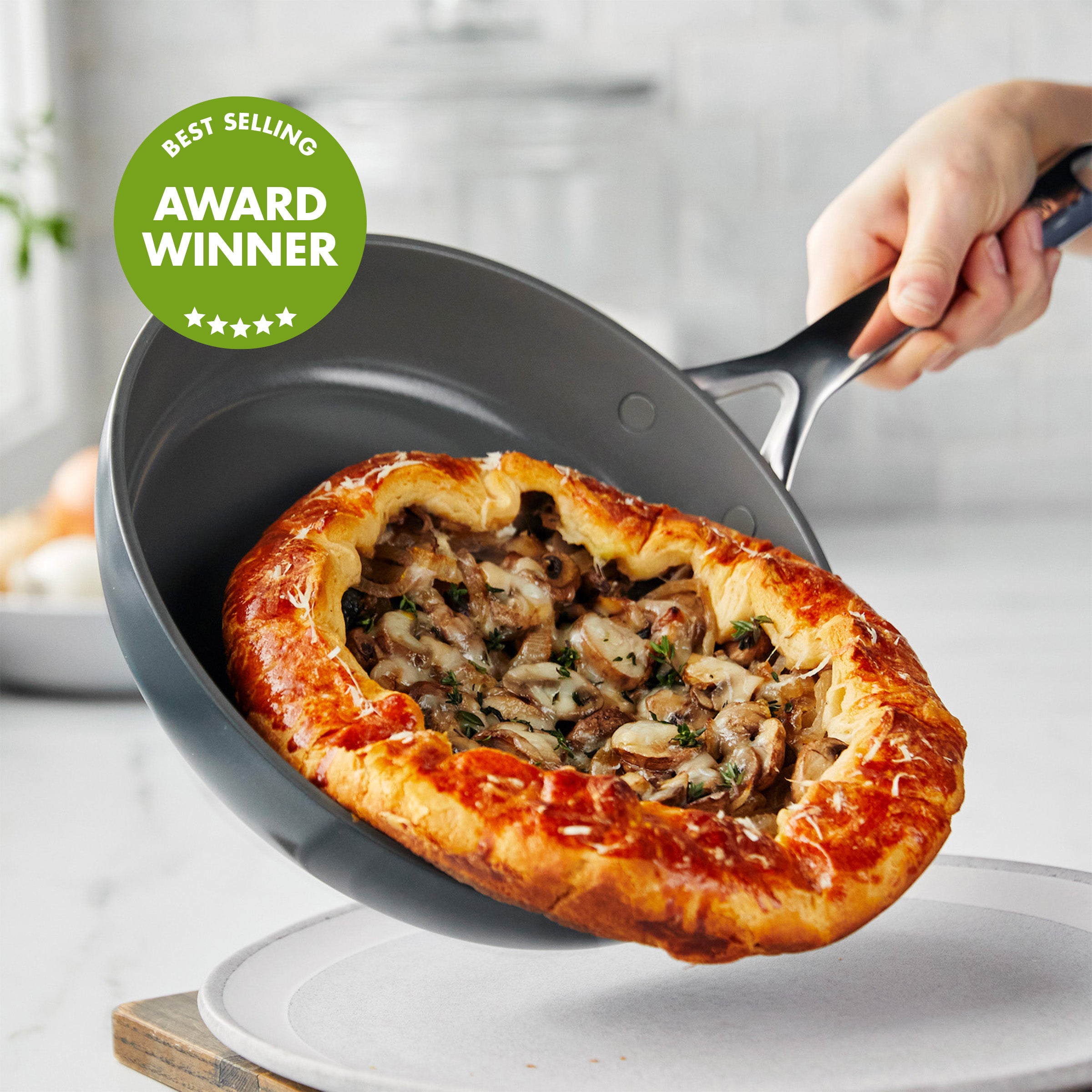 GP5 Colors Ceramic Nonstick 9.5" and 11" Frypan Set with Mirror Handles | Slate