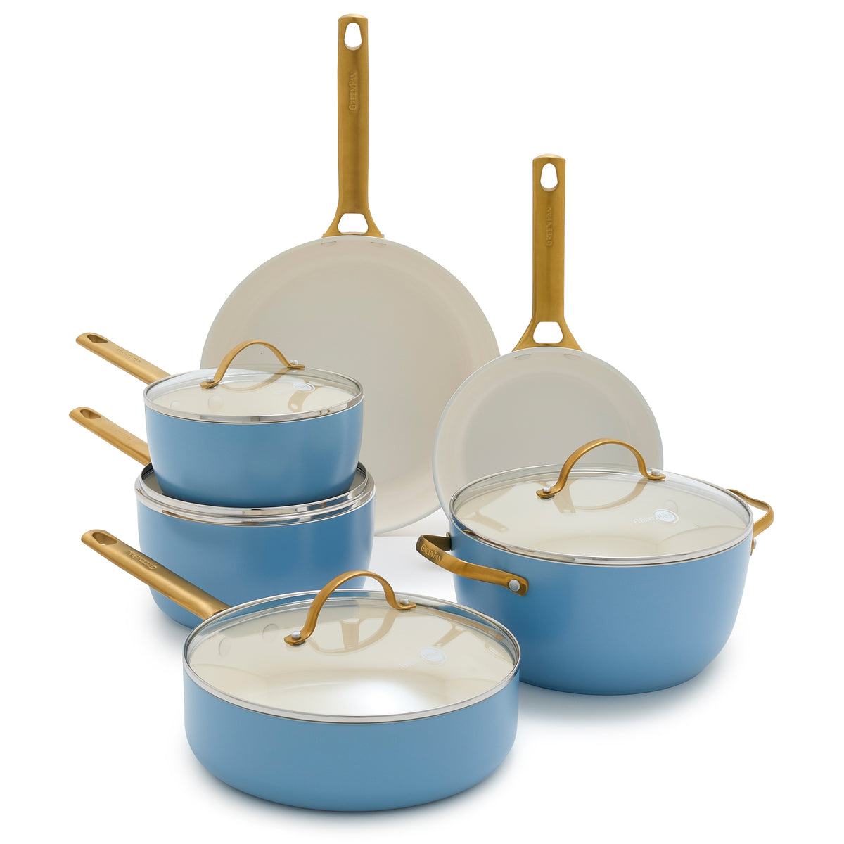 GreenPan Reserve Sky Blue 10-Piece Ceramic Non-Stick Cookware Set + Reviews