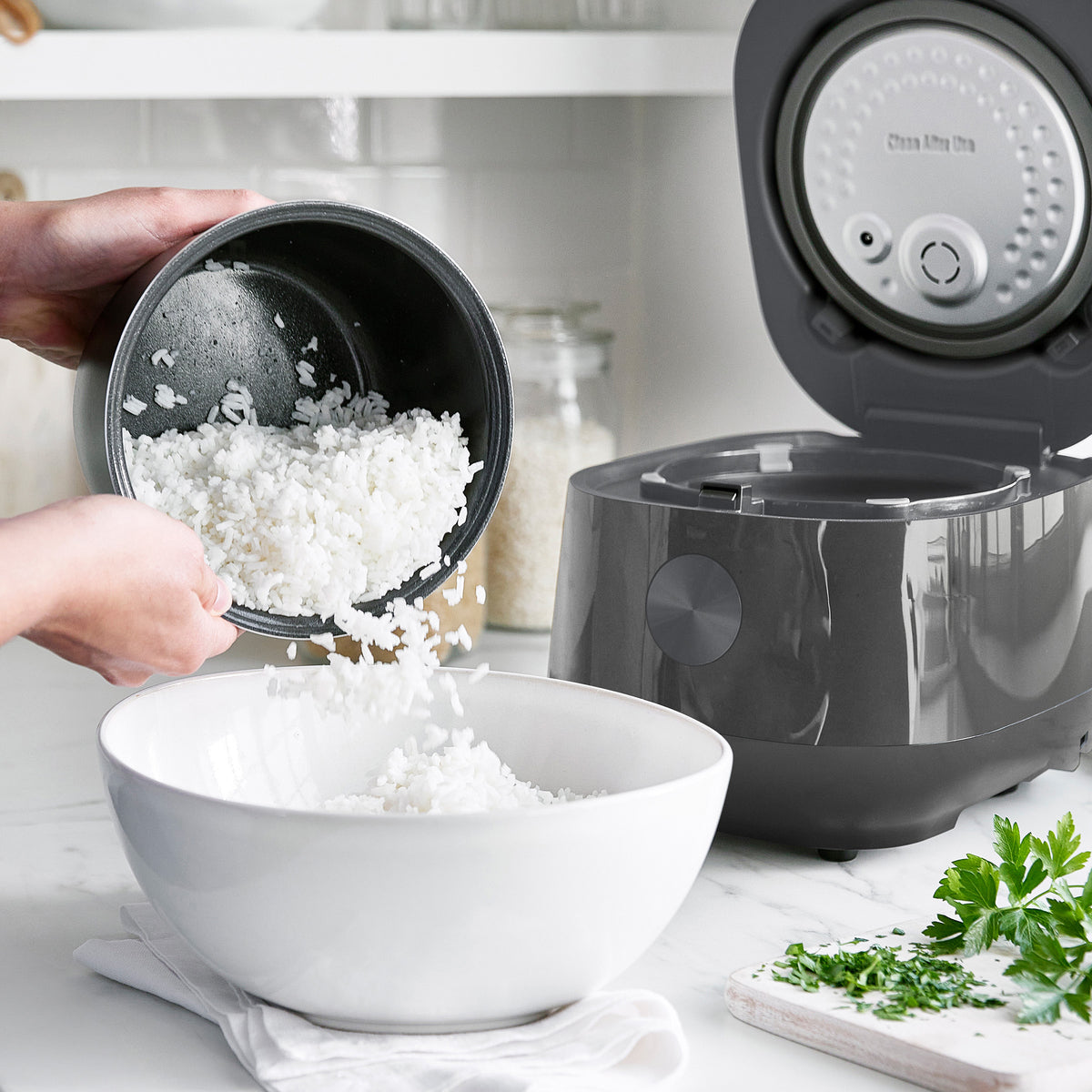 Best Rice Cooking Pot Bistro 8-Cup Carb-Reducing Rice Cooker | Graphite | GreenPan