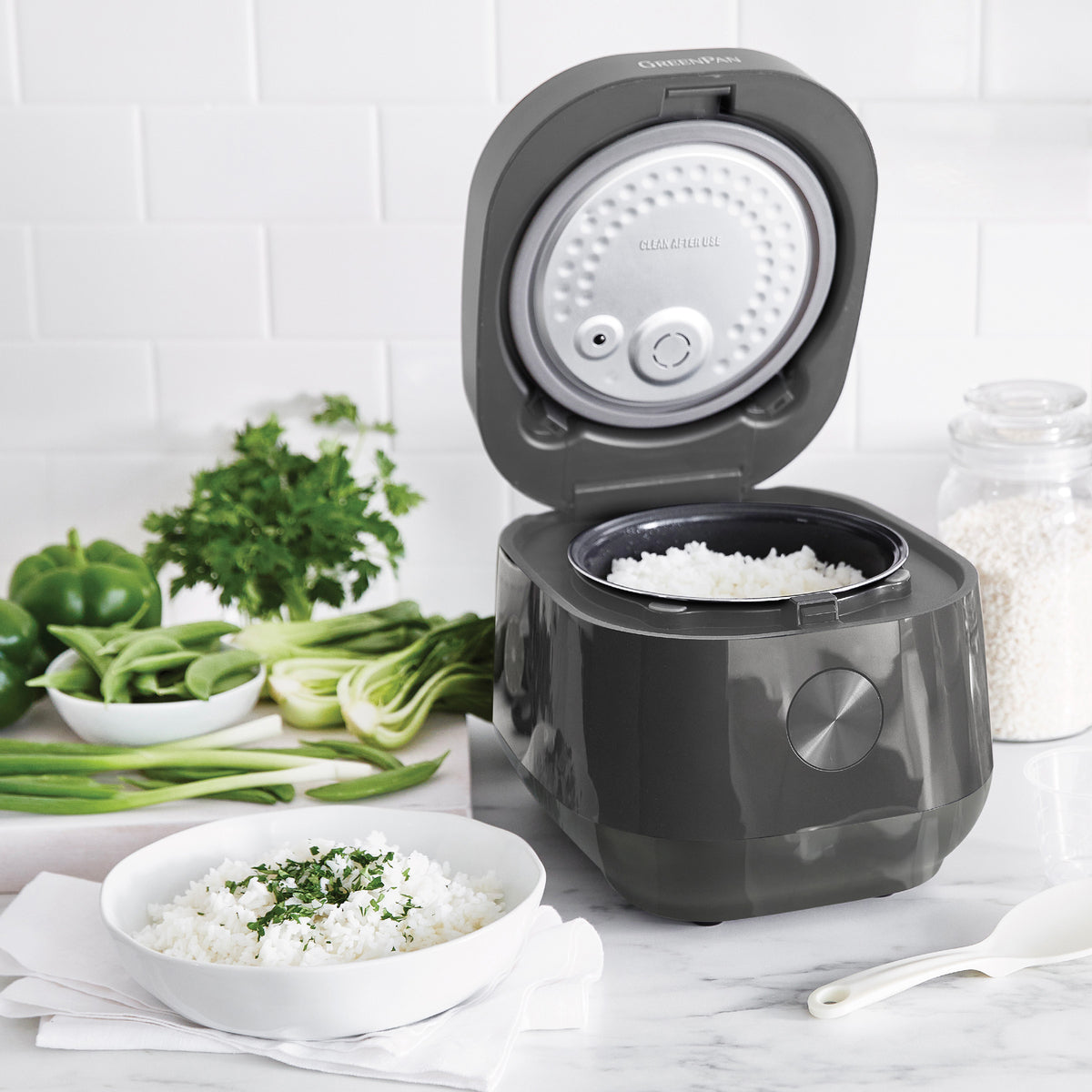 Bistro 8-Cup Carb-Reducing Rice Cooker | Graphite | GreenPan