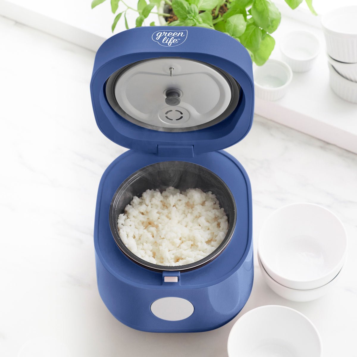 Green Rice Cook Unity GreenLife 4-Cup Rice & Grains Cooker | Blue | GreenPan