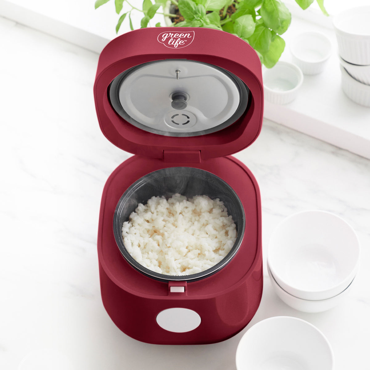 GreenLife 4-Cup Rice & Grains Cooker | Red | GreenPan