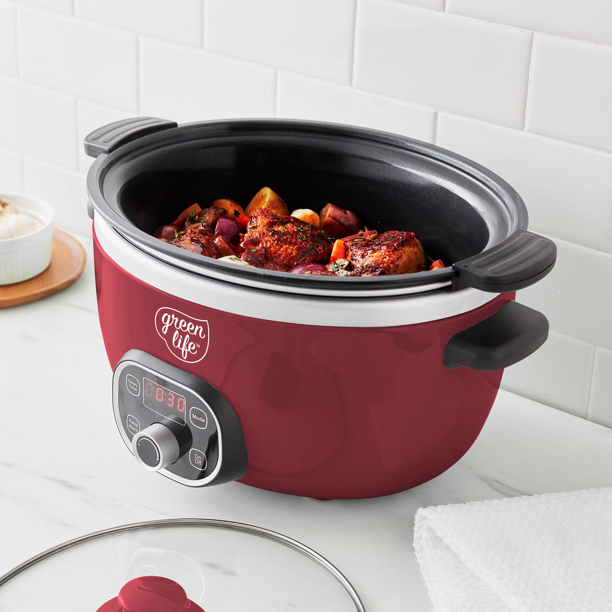 GreenLife Healthy 6-Quart Slow Cooker Red GreenPan