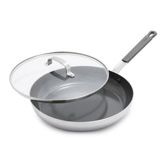 Bobby Flay by GreenPan PFAS-Free Nonstick Stainless Steel 12" Frypan with Lid | Greenpan