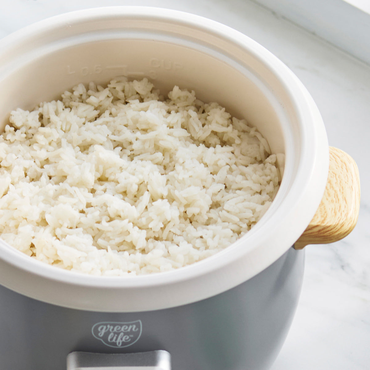 GreenLife 6-Cup Rice Cooker | Quartz Gray | GreenPan